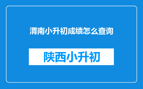 渭南小升初成绩怎么查询