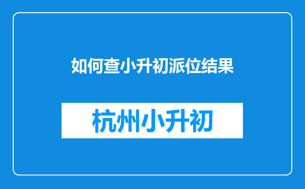 如何查小升初派位结果