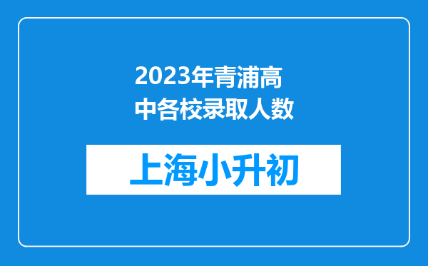 2023年青浦高中各校录取人数