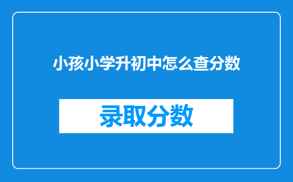 小孩小学升初中怎么查分数