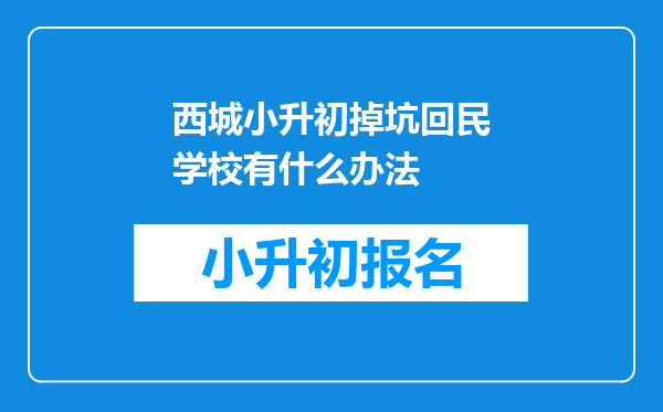 西城小升初掉坑回民学校有什么办法