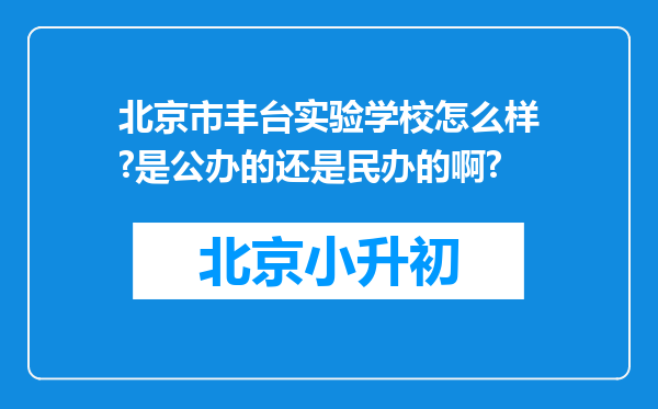 北京市丰台实验学校怎么样?是公办的还是民办的啊?