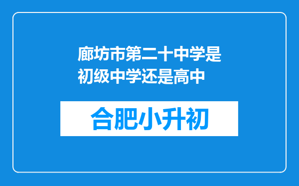 廊坊市第二十中学是初级中学还是高中