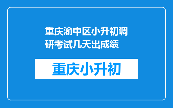 重庆渝中区小升初调研考试几天出成绩