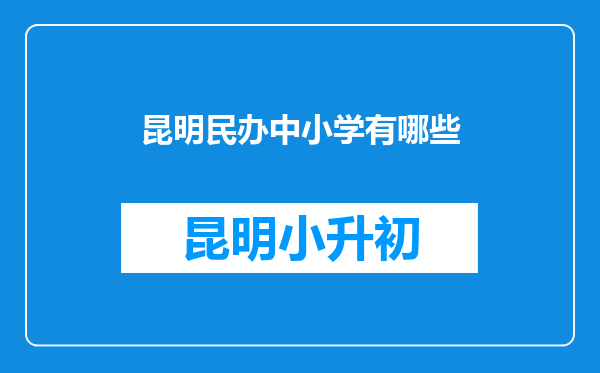 昆明民办中小学有哪些