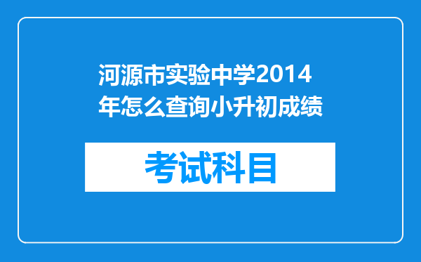 河源市实验中学2014年怎么查询小升初成绩