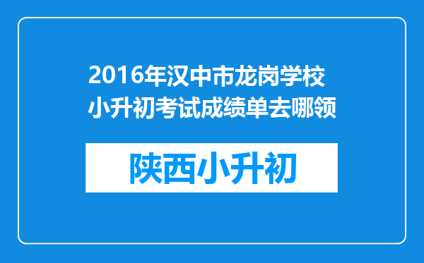 2016年汉中市龙岗学校小升初考试成绩单去哪领