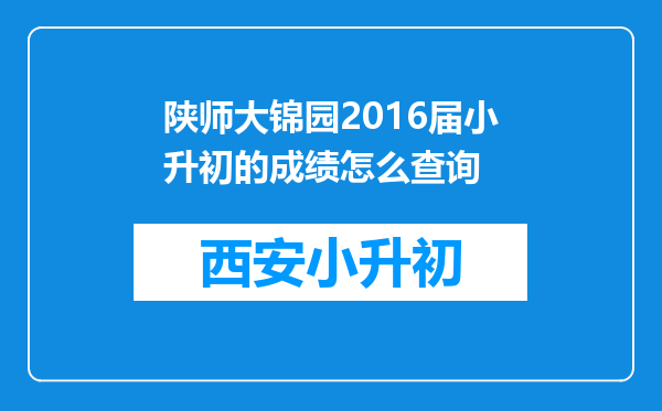 陕师大锦园2016届小升初的成绩怎么查询