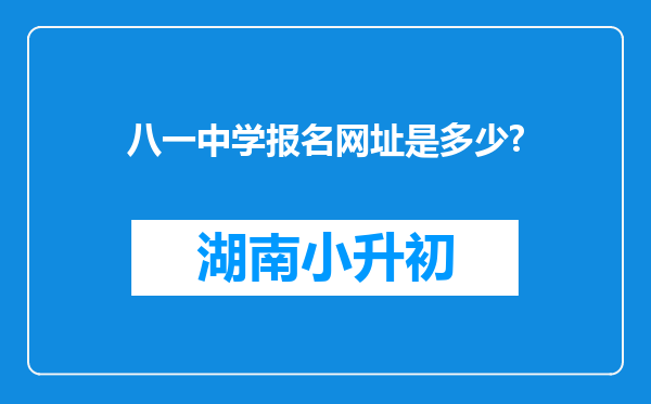 八一中学报名网址是多少?