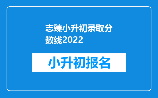 志臻小升初录取分数线2022