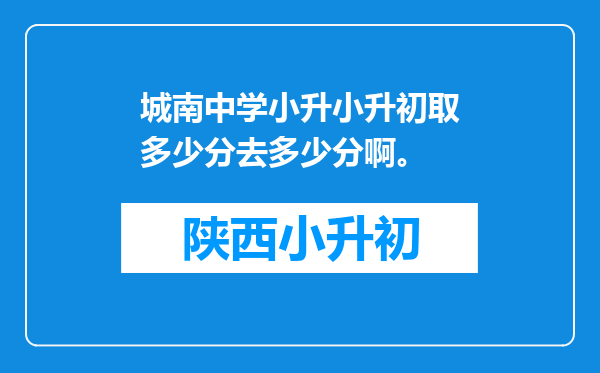 城南中学小升小升初取多少分去多少分啊。