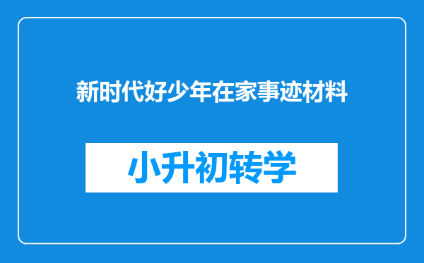 新时代好少年在家事迹材料