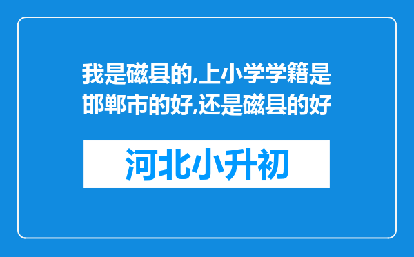 我是磁县的,上小学学籍是邯郸市的好,还是磁县的好