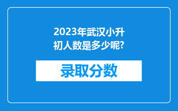 2023年武汉小升初人数是多少呢?