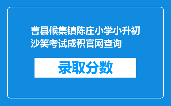 曹县候集镇陈庄小学小升初沙笑考试成积官网查询