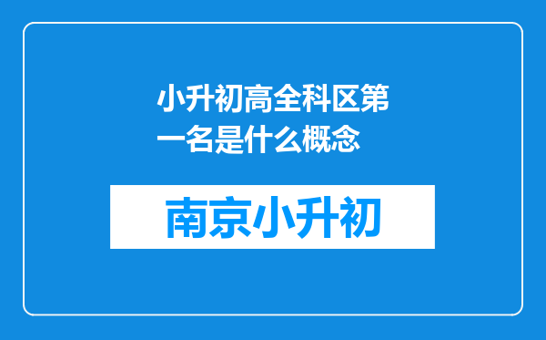 小升初高全科区第一名是什么概念