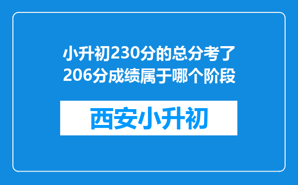 小升初230分的总分考了206分成绩属于哪个阶段