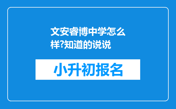 文安睿博中学怎么样?知道的说说