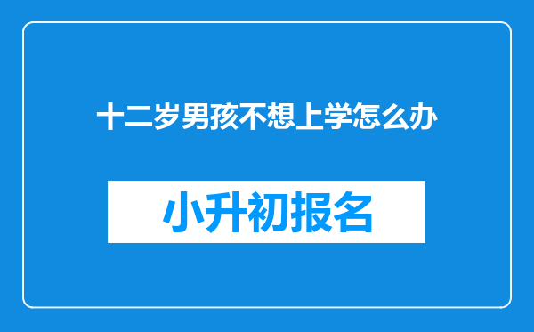 十二岁男孩不想上学怎么办