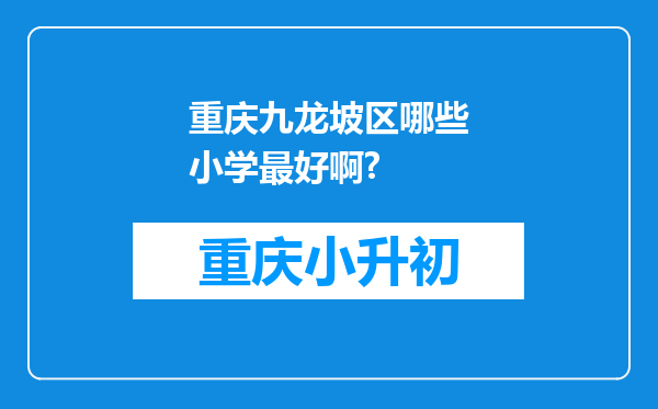 重庆九龙坡区哪些小学最好啊?