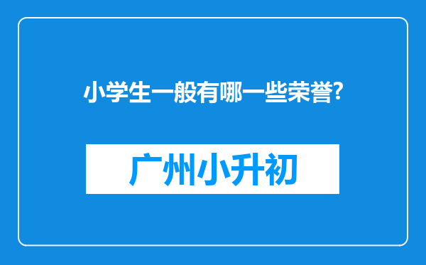 小学生一般有哪一些荣誉?