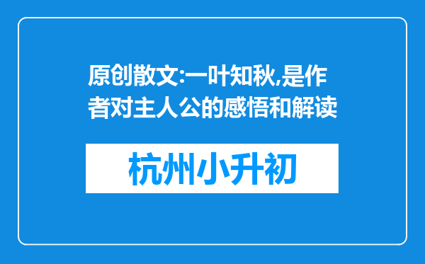 原创散文:一叶知秋,是作者对主人公的感悟和解读