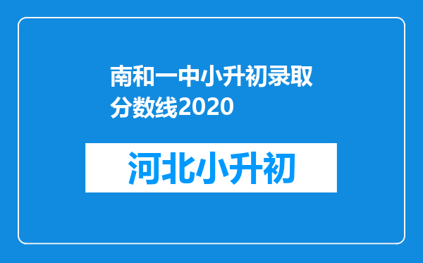 南和一中小升初录取分数线2020