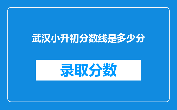 武汉小升初分数线是多少分