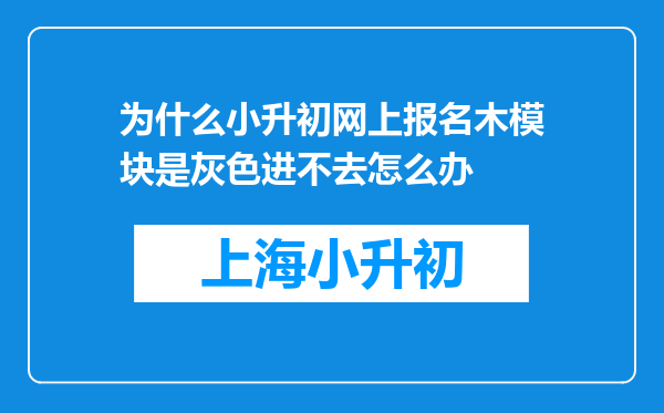 为什么小升初网上报名木模块是灰色进不去怎么办