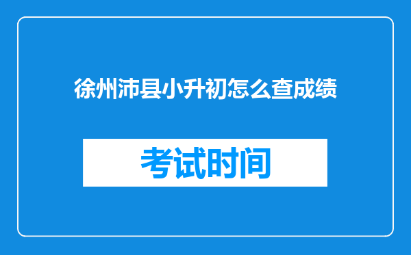 徐州沛县小升初怎么查成绩