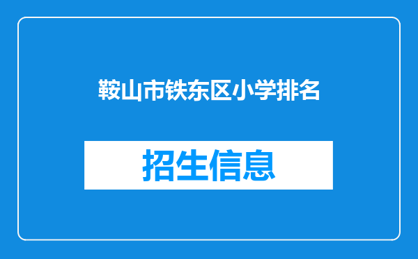 鞍山市铁东区小学排名