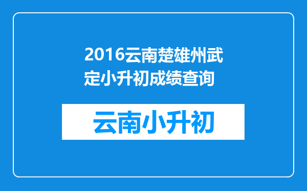 2016云南楚雄州武定小升初成绩查询