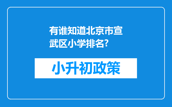 有谁知道北京市宣武区小学排名?