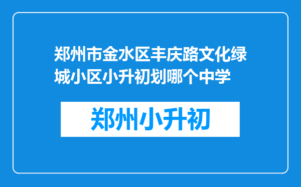 郑州市金水区丰庆路文化绿城小区小升初划哪个中学