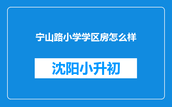 宁山路小学学区房怎么样