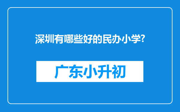 深圳有哪些好的民办小学?