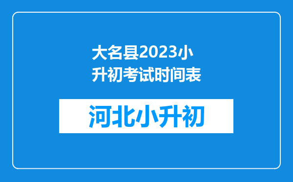 大名县2023小升初考试时间表