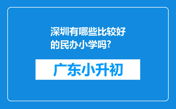 深圳有哪些比较好的民办小学吗?