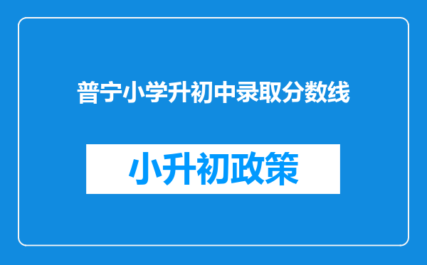 普宁小学升初中录取分数线