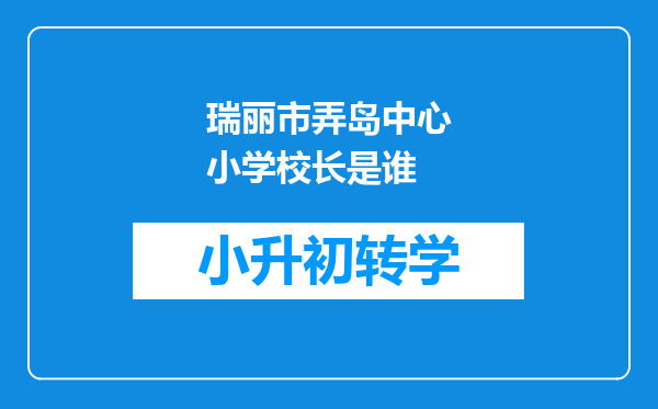 瑞丽市弄岛中心小学校长是谁