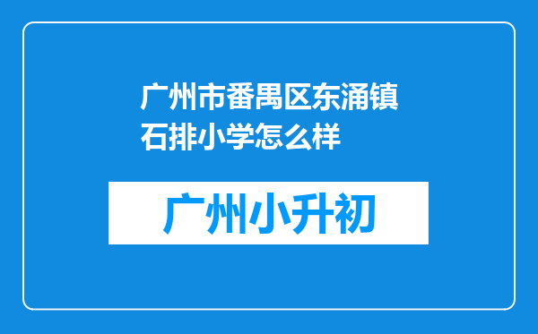 广州市番禺区东涌镇石排小学怎么样