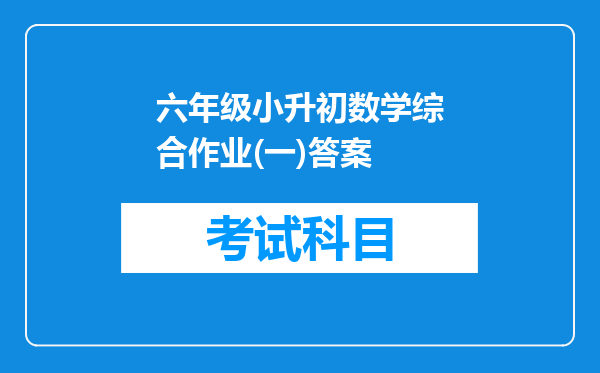 六年级小升初数学综合作业(一)答案