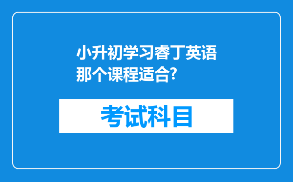 小升初学习睿丁英语那个课程适合?