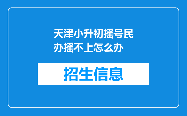 天津小升初摇号民办摇不上怎么办