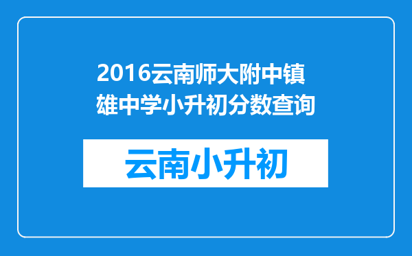 2016云南师大附中镇雄中学小升初分数查询