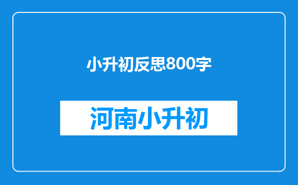 小升初反思800字