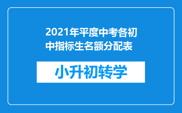 2021年平度中考各初中指标生名额分配表