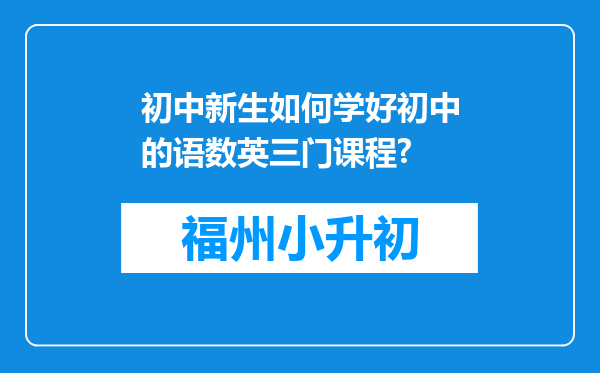 初中新生如何学好初中的语数英三门课程?