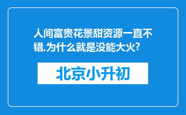 人间富贵花景甜资源一直不错,为什么就是没能大火?