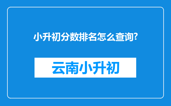 小升初分数排名怎么查询?